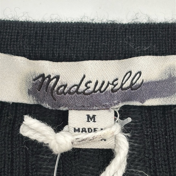 Madewell Merino Wool-Silk Blend Scoopneck Sweater in Black size M NWT NS654 - Picture 8 of 14